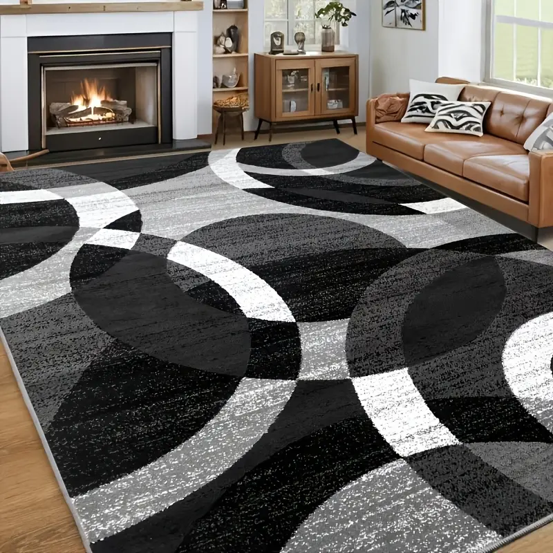 Gradient-patterned overlapping circles living room rug, velvet print, soft and comfortable, slip-resistant and durable, machine washable, suitable for bedrooms, living rooms, dorm rooms, small apartments, dining rooms, entryway mats, and home decor rugs