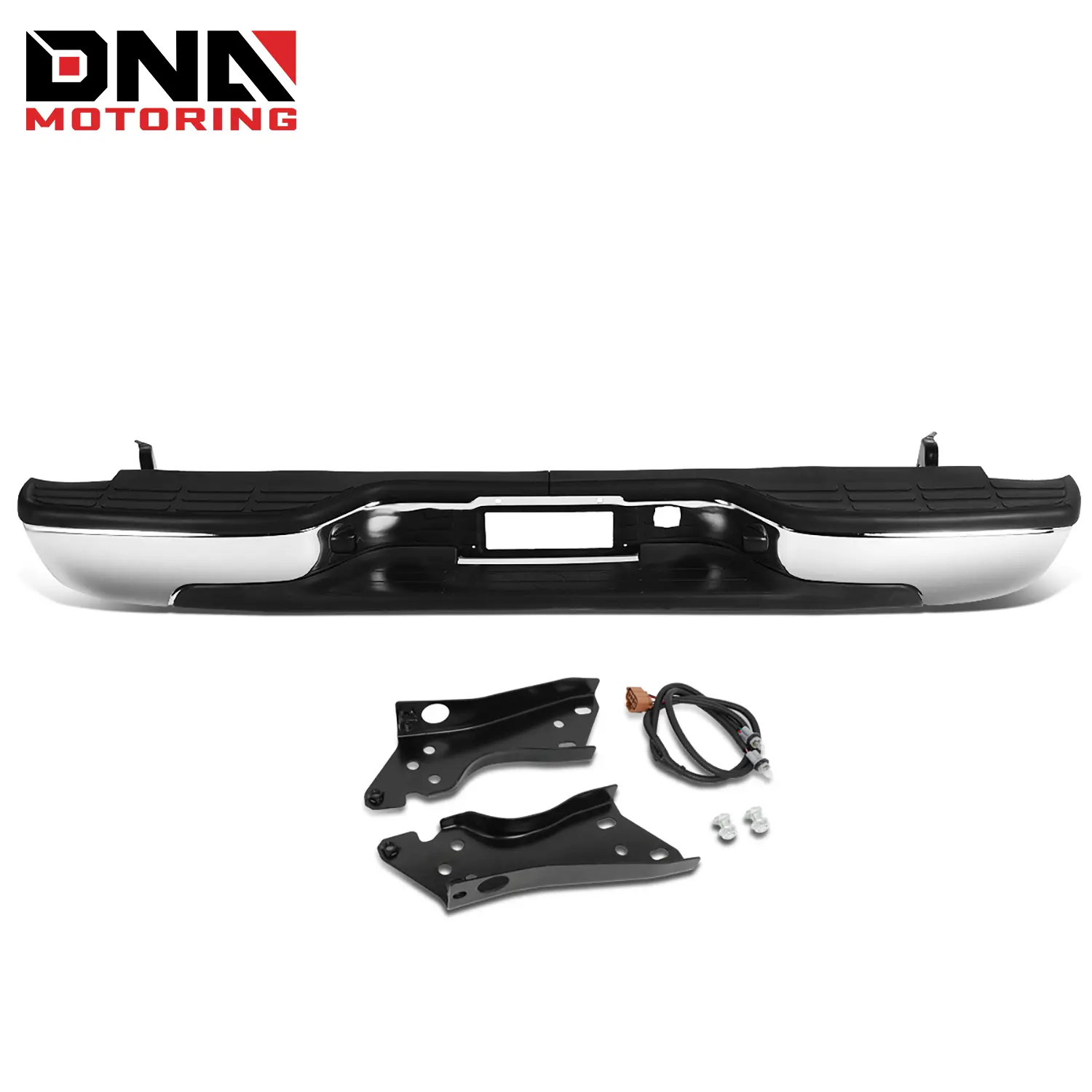 Rear Bumper Assembly - Vehicle Accessories, Metal & Plastic Rear Bumper, Chevy Truck Accessory Compatible with 1999-2006 Chevy Silverado GMC Sierra 1500 2500, 2007 1500 Classic Fleetside/Styleside Bed, No Parking Sensor Hole, Chrome