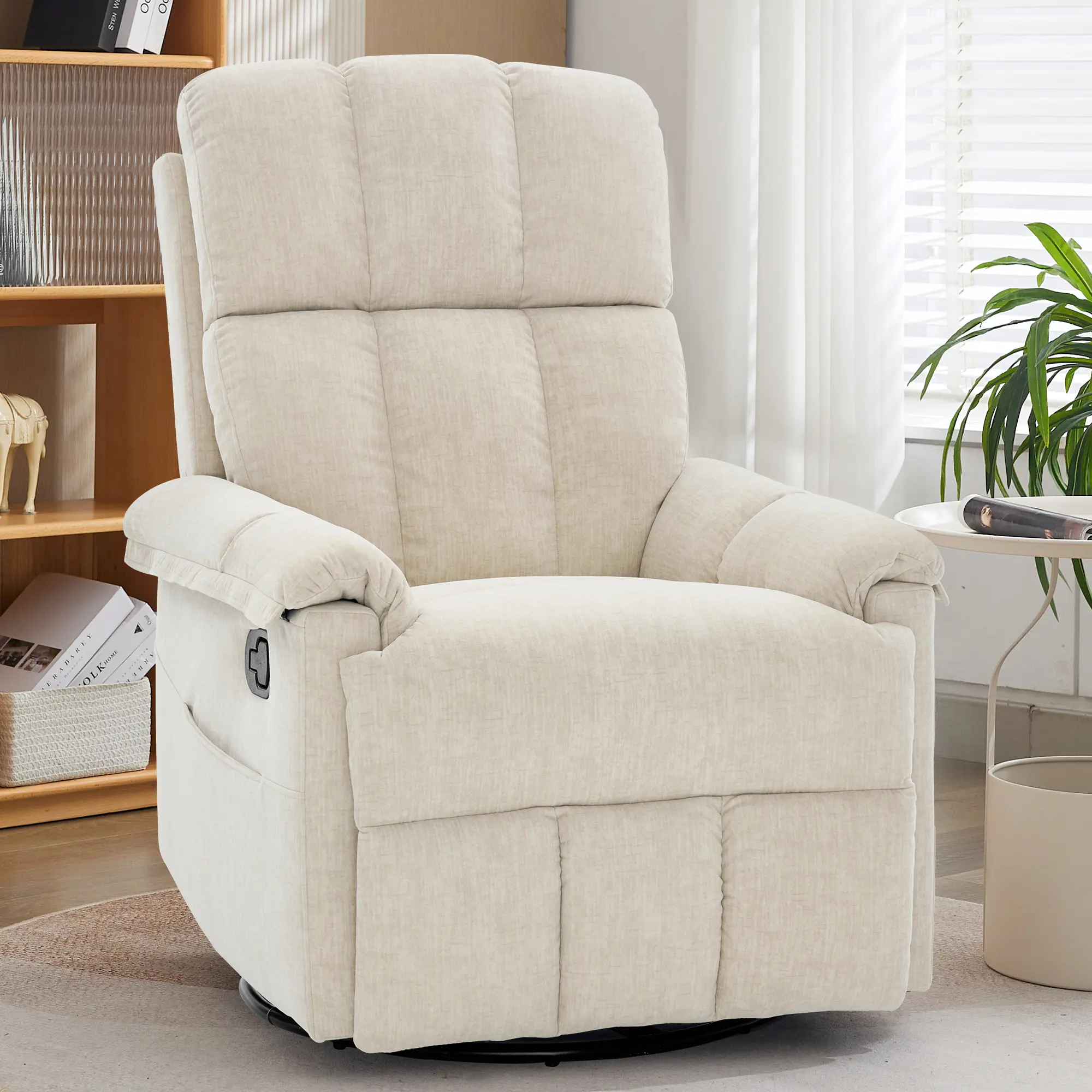 Korser Swivel Glider Chair for Nursery, Rocking Chair Nursing Chair with Side Pockets,  Glider for Living Room with High Back