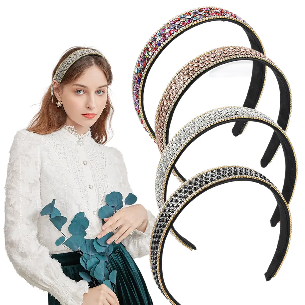 Set of 4 Elegant Shiny Rhinestone Hairbands: Washing Your Face & Everyday Use, Easy Hair Additions for Women, Great for Casual Looks & Makeup Routines, Perfect Headpieces for Easy Daily Glamour