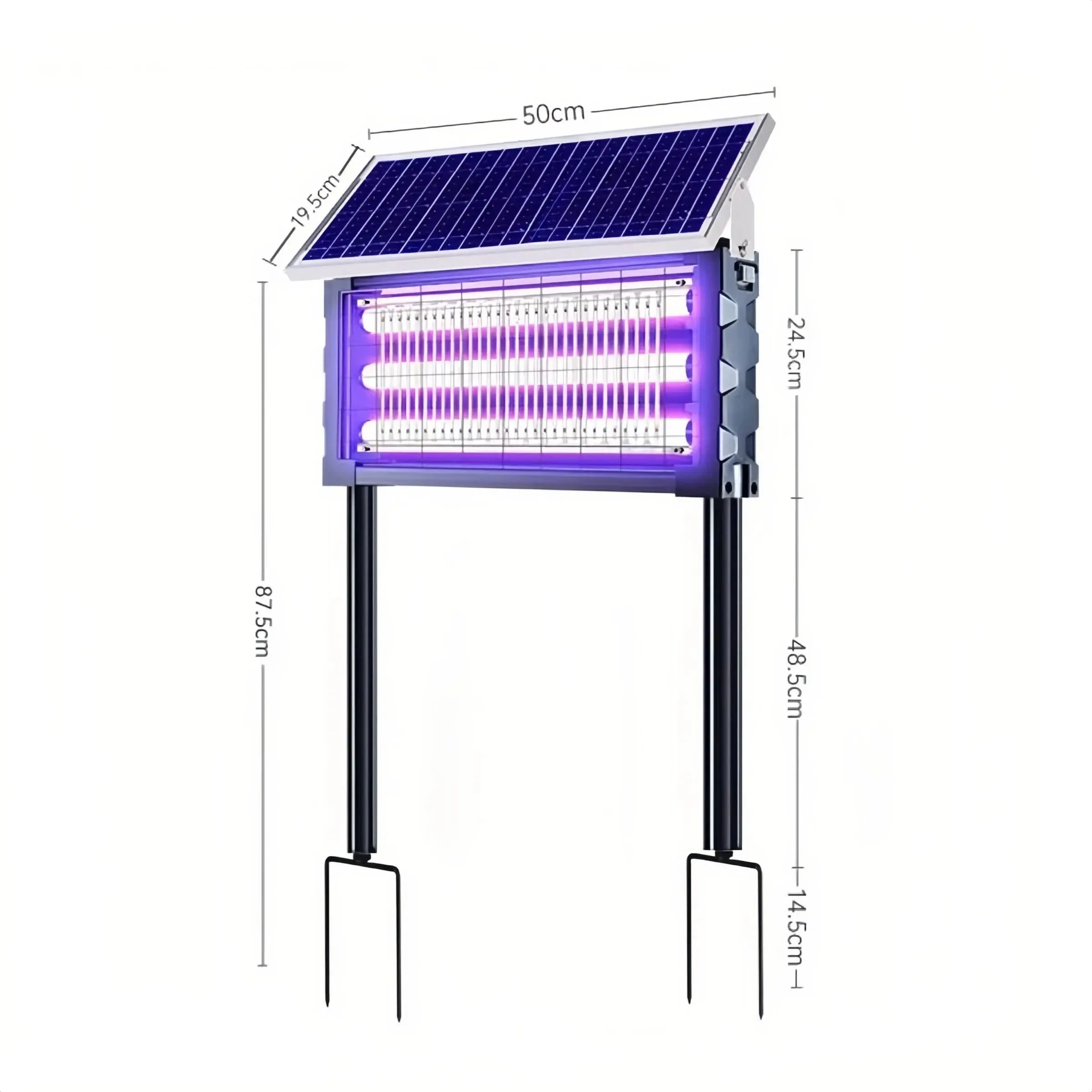 Outdoor solar insect repeller, 3 UV Tubes Mosquito Killer, 3000V Electric Fly Zapper, IPX6 Waterproof, Dual Charging Solar & USB, Large Cordless Bug Zapper for Patio, Backyard & Camping