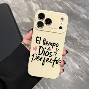 God's Perfect Timing Phone Case for iPhone 17 Pro Max 17Air 17 16E 16 15 14 13 12, Ultra Skin-Friendly TPU, All-Inclusive Glass Lens Protection, Aesthetic Christian Faith Gift, Dopamine Solid Color Cover, Shockproof Slim Case, Lens Window Design