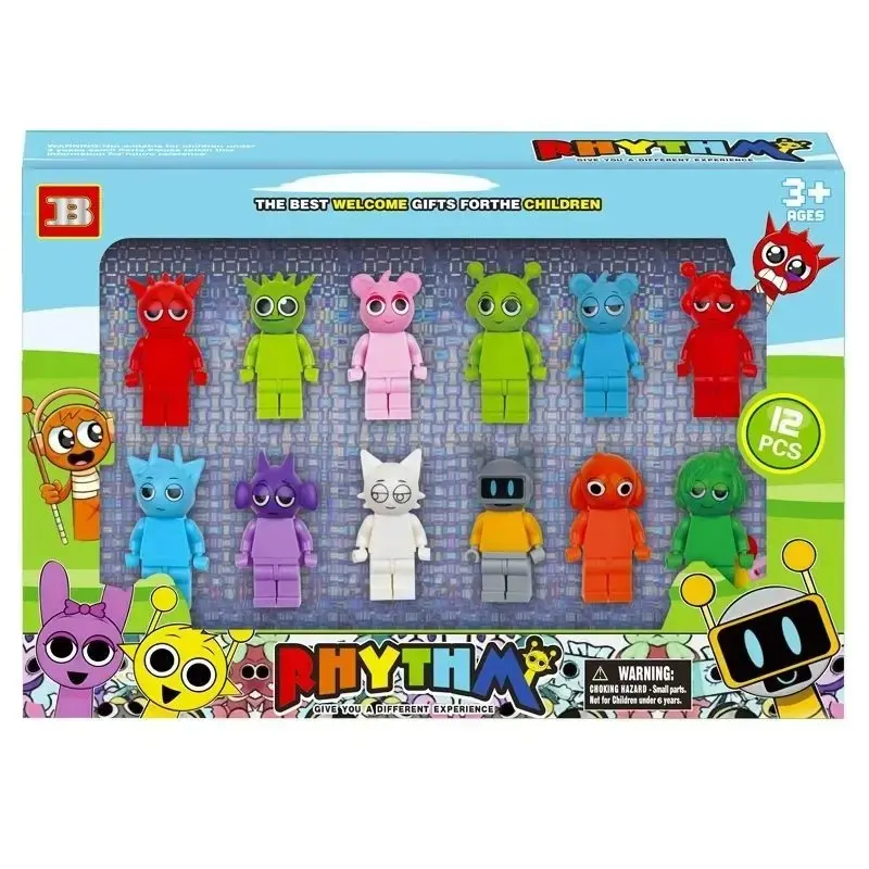 12pcs Sprunki Action Figures Building Blocks Set, Collectible Anime Game Toys for Kids, Birthday Christmas Gifts