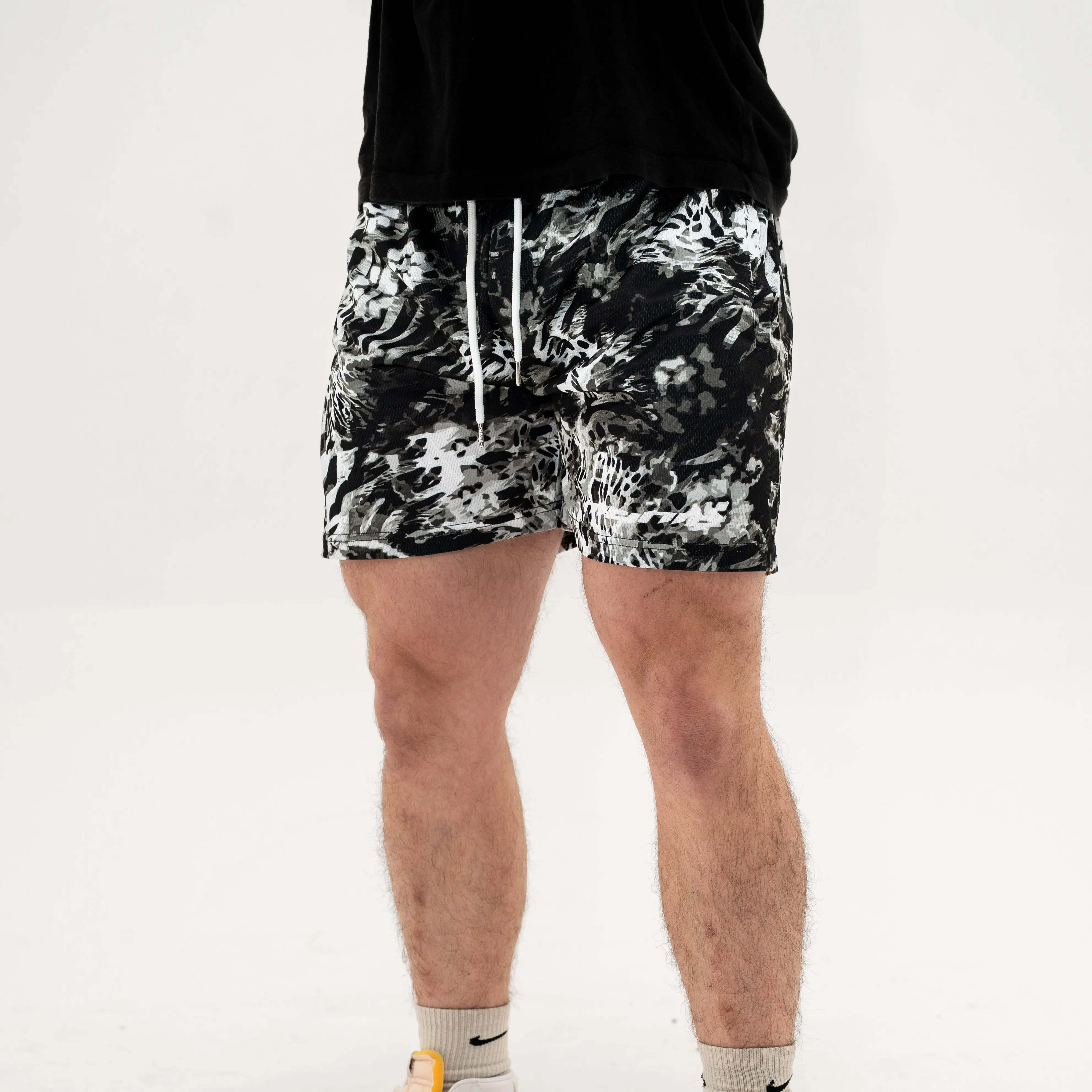 ANIMAL PRINT SHORTS 5" INSEAM track short basketball camo short mesh short