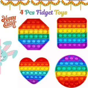 4 Pack Pop It Fidget Toys – Blood Pop Push Pop Sensory Stress Relief for Kids & Adults, Easter Gift, Party Favors, Classroom Prizes