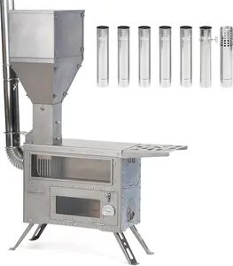 GREEN STOVE Hori 5 Titanium Pellet Wood Burning Hot Tent Stove for Outdoor Camping With Oven