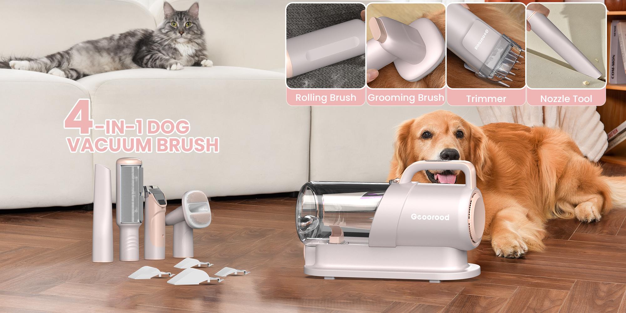 Geoorood Dog Grooming Vacuum Kit with 13000Pa Suction Power & 2.2L Dust Collection for Furry Animal Cleaning
