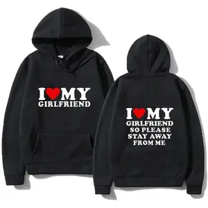 [Graphic Hoodie] Couple Matching Hoodies/T-Shirt - I Love My Girlfriend Printed Hoodie Fashion Design Men's Women's Sweatshirt Fleece Oversized Couples Casual Streetwear Hoodies