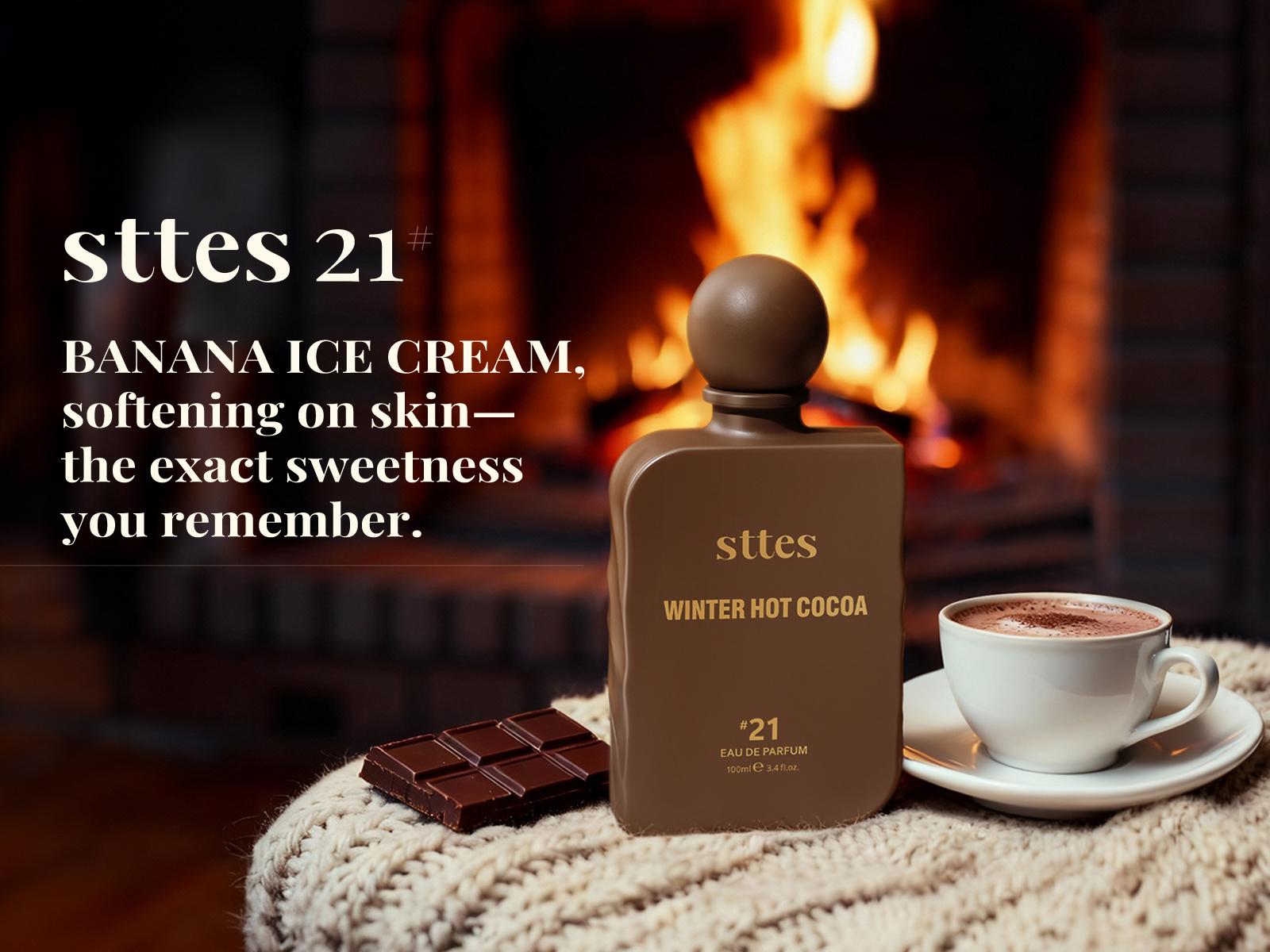 Sttes #21 Winter Hot Cocoa Memories  Perfume for Women - Gourmand Eau de Parfum with Chocolate, Milk & Vanilla, 100ml / 3.4 fl oz