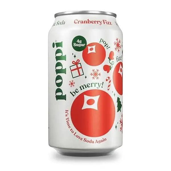 POPPI Sparkling Prebiotic Soda, Beverages w/Apple Cider Vinegar, Seltzer Water & Fruit Juice, Cranberry Fizz, 12oz (12 Pack) (Packaging May Vary)