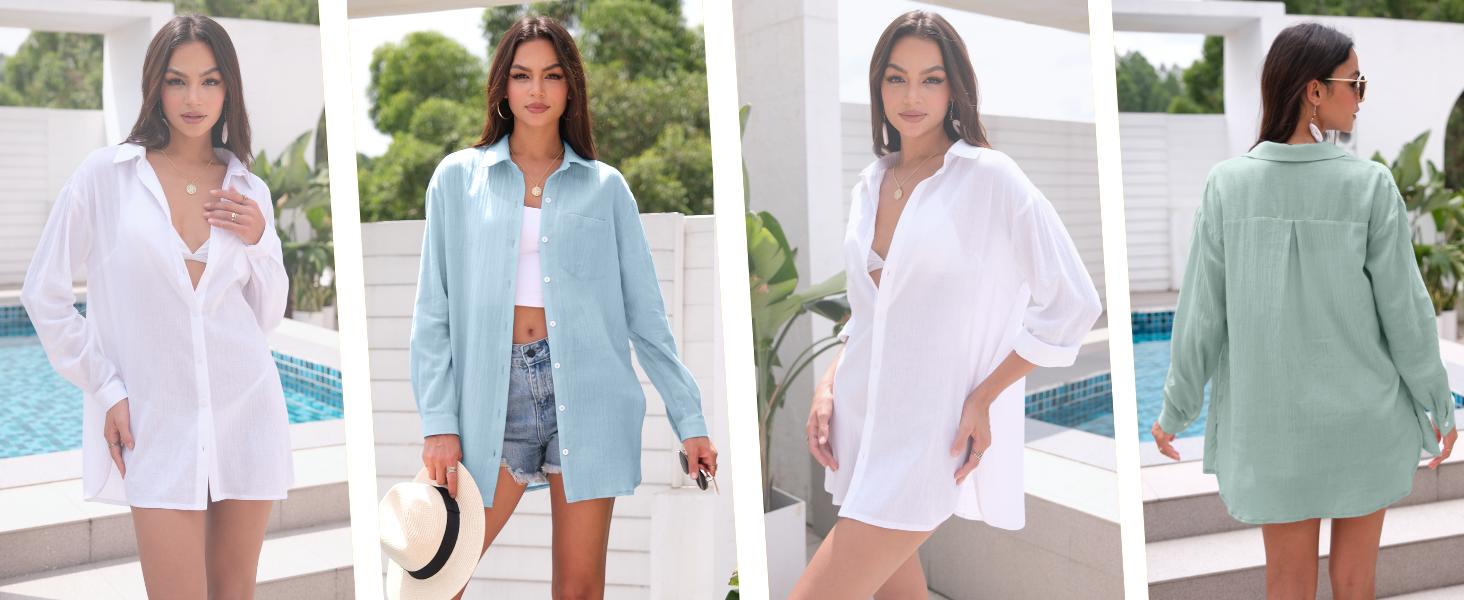 Coastal Grandma Beach Cover Up | Lightweight Gauze Button Down Shirt for Sun Protection & Style Coastal Grandma Beach Cover Up | Lightweight Gauze Button Down Shirt for Sun Protection & Style