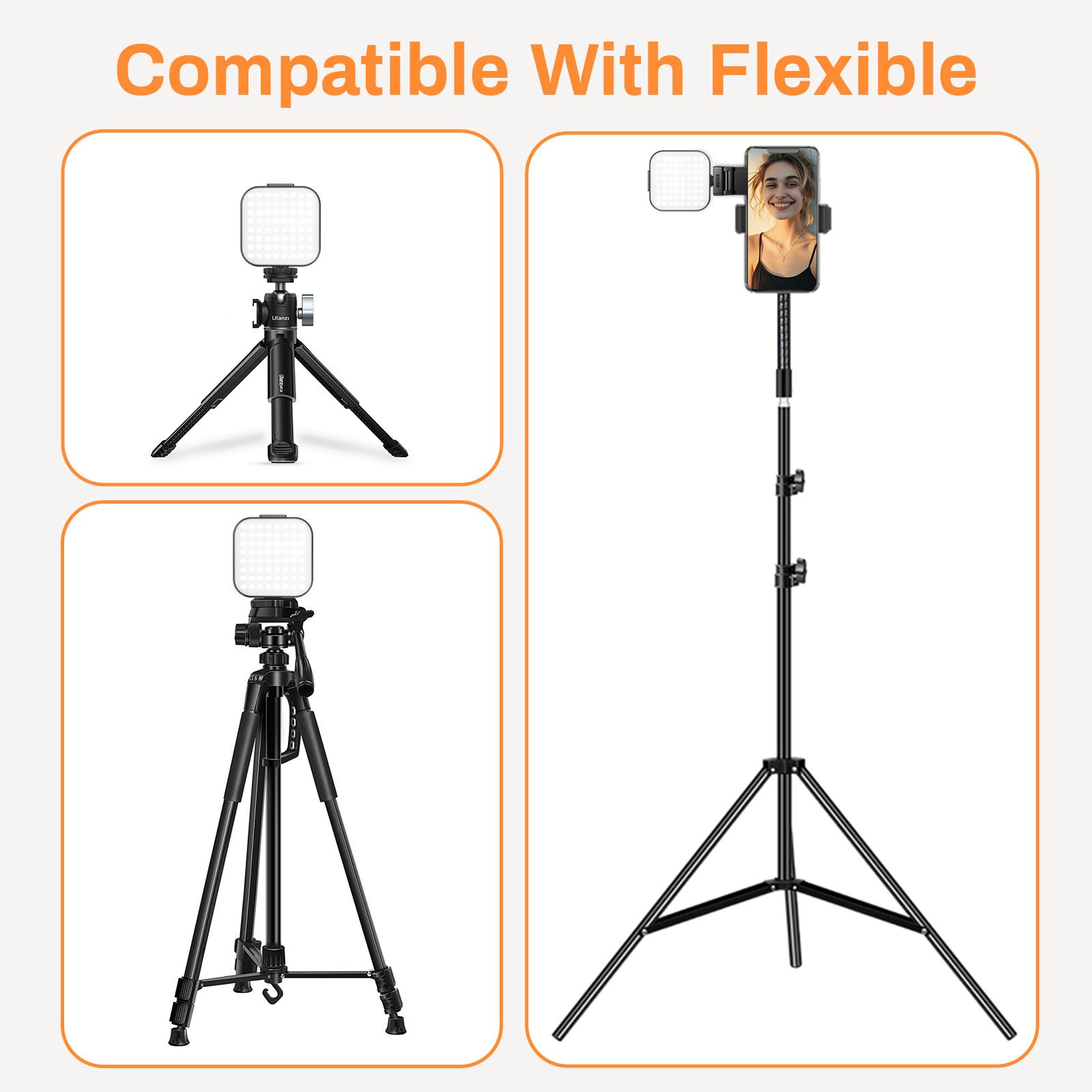 Portable LED rechargeable selfie light with front and rear clip-on cell phone light, adjustable 5 lighting modes for cell phone, IPhone, Android, IPad, laptop, makeup, selfie, video conference