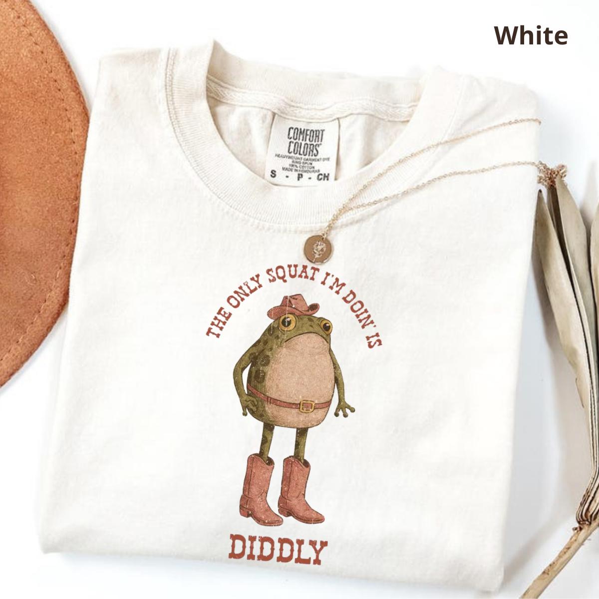 Comfort Colors The Only Squat I'm Doin' Is Diddly Shirt | Funny Cowboy Frog Shirt | Western Humor | Lazy Gym Shirt | Sarcastic Western