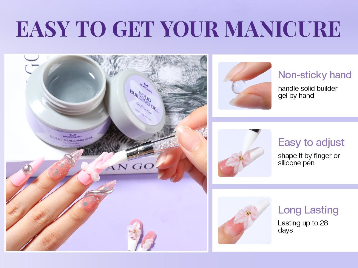 Morovan Solid Builder Nail Gel: 60g Large Capacity Nail Builder Gel for 3D Sculpting Non-Sticky Hard Gels for Nails Extension Carving Soak Off UV LED Salon Home DlY Morovan Solid Builder Nail Gel: 60g Large Capacity Nail Builder Gel for 3D Sculpting Non-Sticky Hard Gels for Nails Extension Carving Soak Off UV LED Salon Home DlY