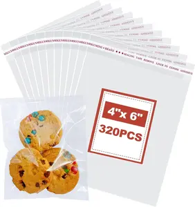 Cookie Bags 4X6 Inch,320 Pcs Clear Cellophane Bags for Packaging Cookies & Treats - Self-Sealing,Plastic Wrappers for Bakery Packaging and Gifts MIGUMING