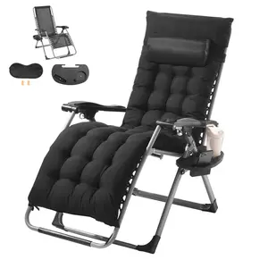 VEVOR Zero Gravity Chair,  , 26 inch Zero Gravity Recliner Lounge Chair for Indoor and Outdoor, Adjustable Anti Gravity Chair with Cushion, Headrest, Footrest, and Cupholder, 500 lbs, Black