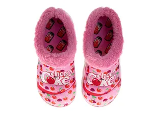 Coca-Cola Cherry Coke Women’s Cozy Slippers – Soft Plush Lined Warm Indoor Comfort Shoes (Adult)