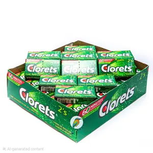 Clorets Cajita de 60 Unidades | Clorets Gum 60 units per Box Mint Snack Chewing Gum Candy