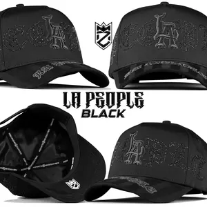 LA PEOPLE Black Cap - Stylish Adjustable Hat with Embroidered LA Logo for Men and Women