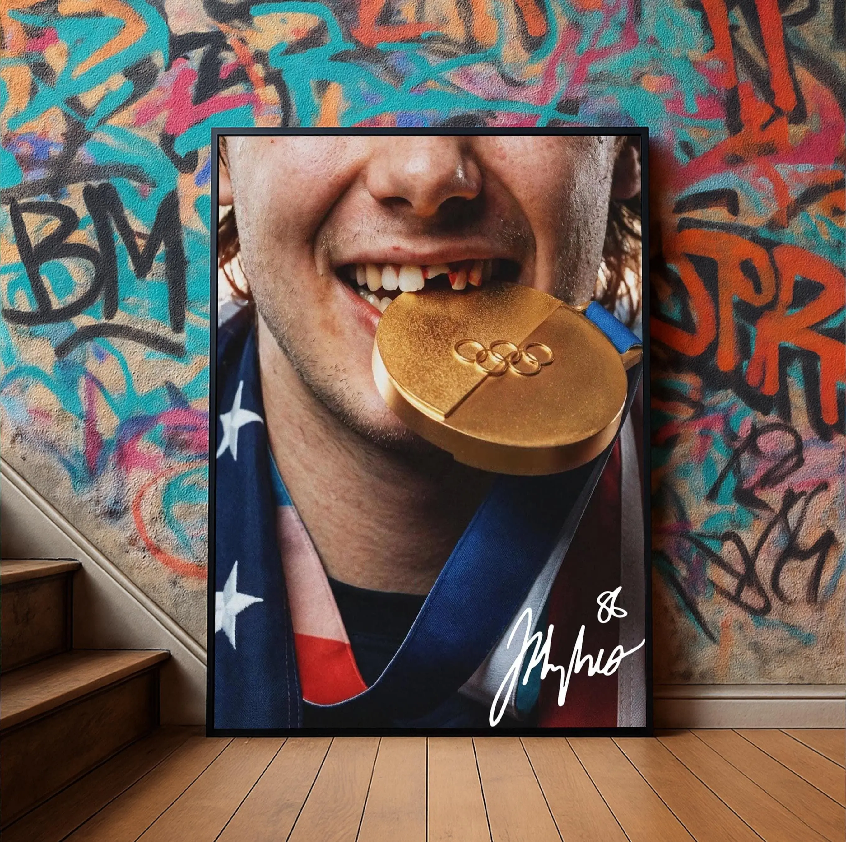 [UNFRAMED] Jack Hughes Gold Medal Poster, USA Hockey Champion, Aesthetic Wall Art for Fans