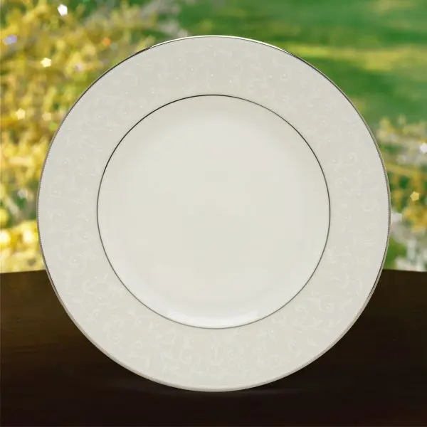 Lenox Opal Innocence Collections Classic Dinner Plate - Enamel-Like Dots, Platinum Banded, No. 1 Fine China Pattern in America, Dishwasher Safe Kitchenware Tableware