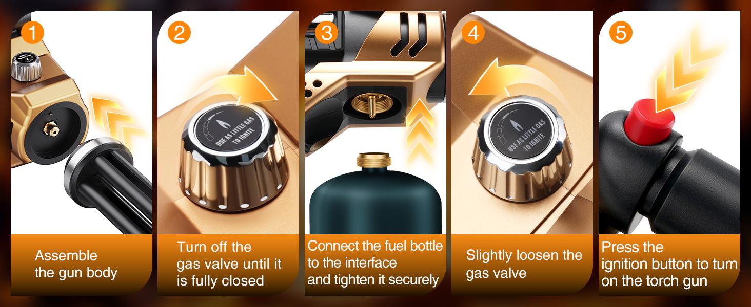 【FathersDayGift】ARTFLAMM Powerful Propane Torch , Kitchen Blow Torch Gun with Adjustable Flame, Detachable Cooking Torch for Searing Steak, Camping, BBQ, Welding (Tank Not Included) fathersdaygift
