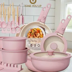 Astercook 23 Pcs Pots and Pans Non Stick Ceramic Cookware Set