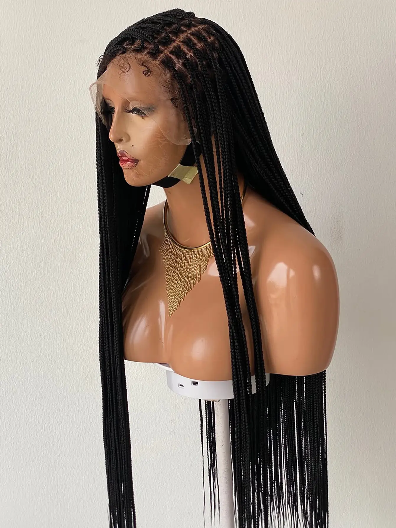 Dosay Goddess Locs Cornrow Braided Wig Synthetic Full Lace Braids Wig With Baby Hair For Black Women 36 Inches Lace Front Knotless Box Braiding Hair Wigs Daily Work Wedding & Vacation