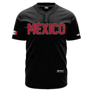 (BLACK/RED LETTERS) MEXICO Baseball Jersey, Mexico Jersey for Men Women Youth And Kids, Mexico Baseball Shirt, Hiphop Jersey, All-Over Print Baseball Jersey