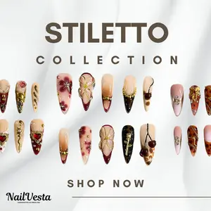 NailVesta STILETTO COLLECTION – 100% Handcrafted 3D Press-On Nails | Reusable, Long-Lasting, Salon-Quality