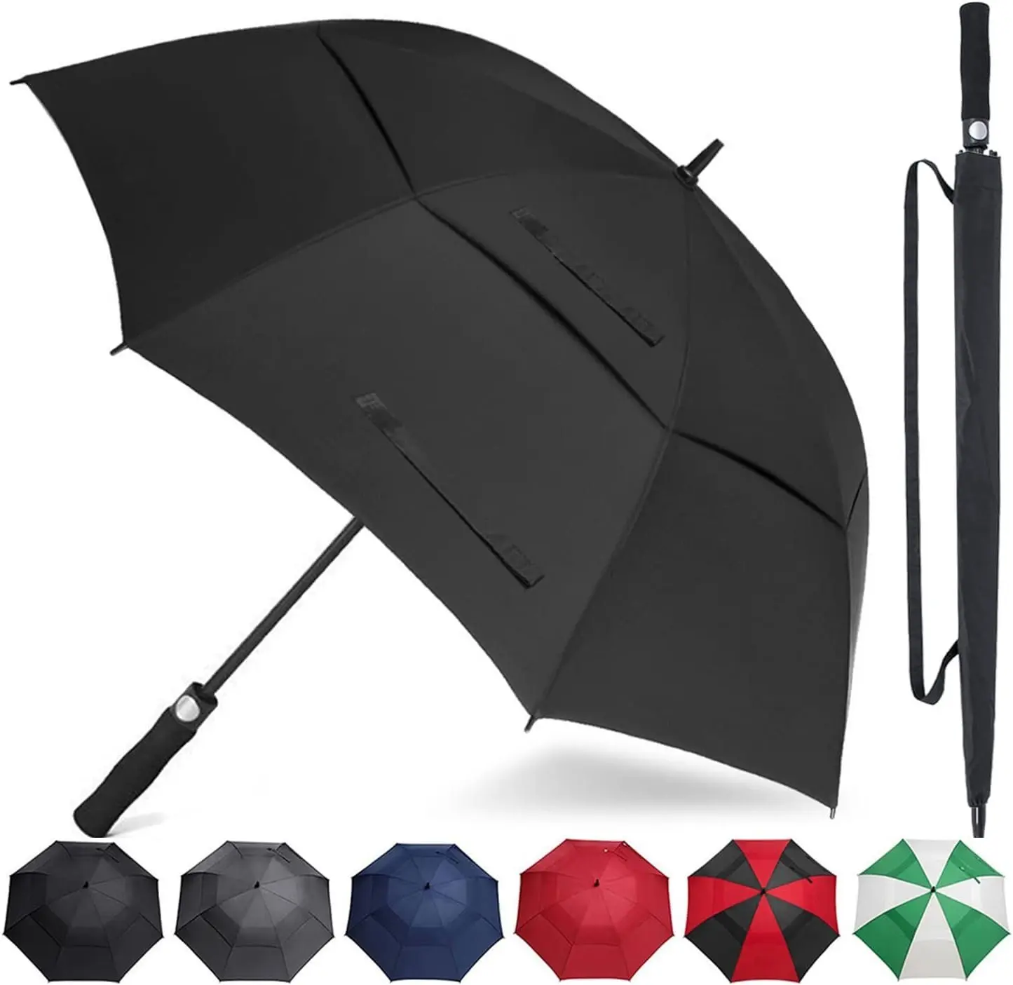 Golf Umbrella Large 58/62/68 Inch Automatic Open Golf Umbrella  Oversize Double Canopy Vented Umbrella Windproof  for Men and Women