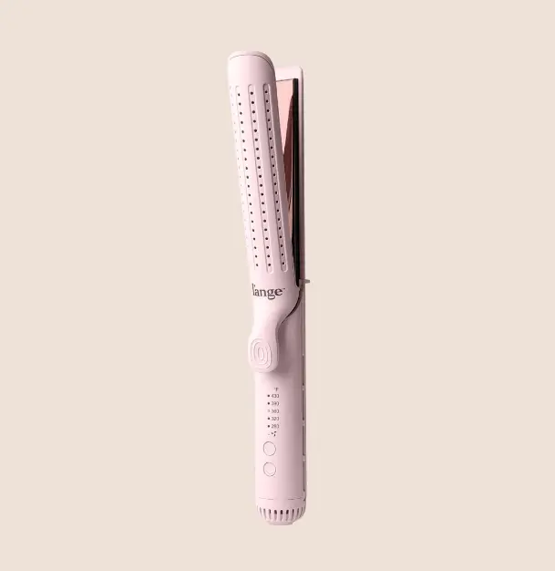 L'ANGE HAIR - Le Duo Edge 360° Airflow Titanium Multifunctional Styler - Blush Pink 2-in-1 Hair Tools, 1” Wide Titanium Plates with Rounded Corners & Softly Beveled Edges, Smooth, Airflow Curling Iron, Adjustable Hair Straightener