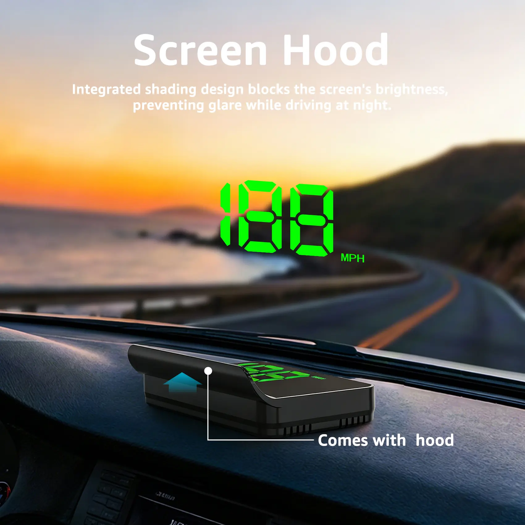 Car GPS Head-Up Display (HUD) - Digital Speedometer, Odometer (MPH) - Automotive Accessory for Cars, Trucks, Motorcycles