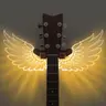 Luminous Angel Wings Guitar Hanger,LED Guitar Wall Mount Stand, Wooden Acrylic Guitar Holder Shelf, Wall Mount for Acoustic Electric Bass Ukulele, Room Decor, Gift for Music Lovers, Birthday Christmas Gift Lighting,familyfun