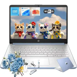 HP 2025 14 Inch Small Laptop for Student Business, Intel N150 CPU, 14" Anti-Glare, up to 16GB RAM, 256GB Storage, Wi-Fi 6, Copilot AI & 1 Year Office 365, Windows 11 Home,Bundle Accessory