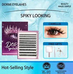 [Camellia One Box] Spiky Cluster Lashes 10-18mm Pre-guled Lashes for Charming Eye Makeup Application Easy Application&Resuable