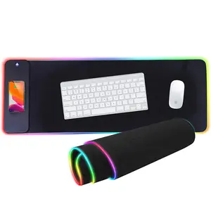 Extra Large RGB Light Up Gaming Mouse Pad with Wireless Charger, Extended Desk Pad for Keyboard, Mouse and PC