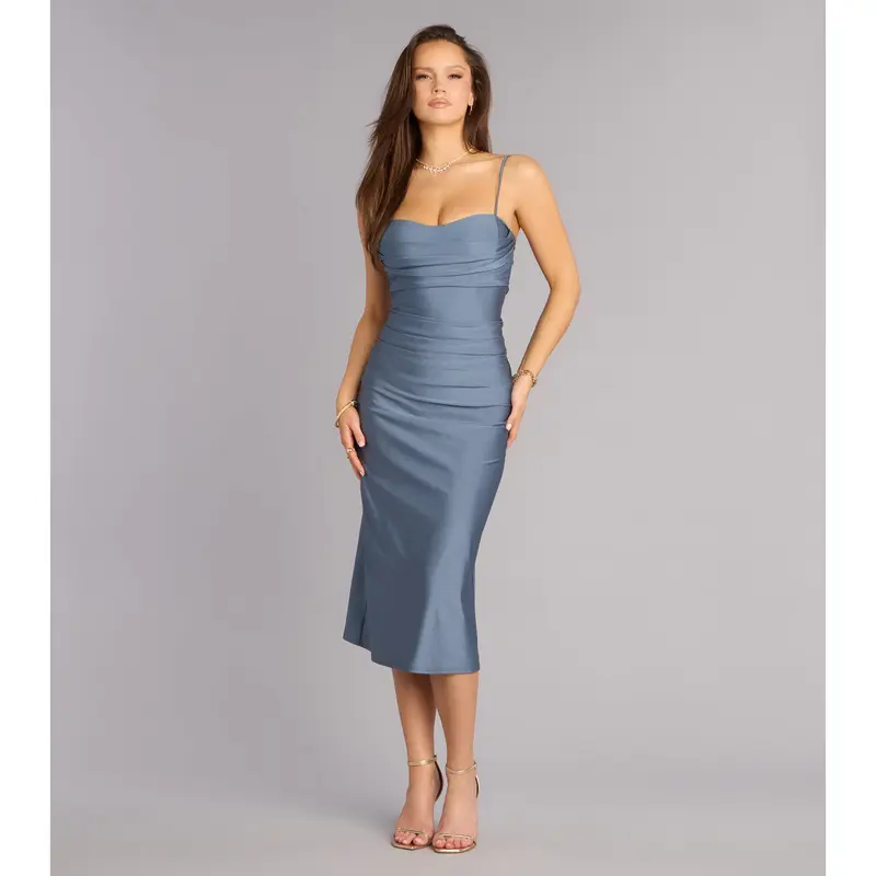 princess polly baby blue dress Taupe Choker Neck Midi Bodycon Dress – Rosies Closet main image 0