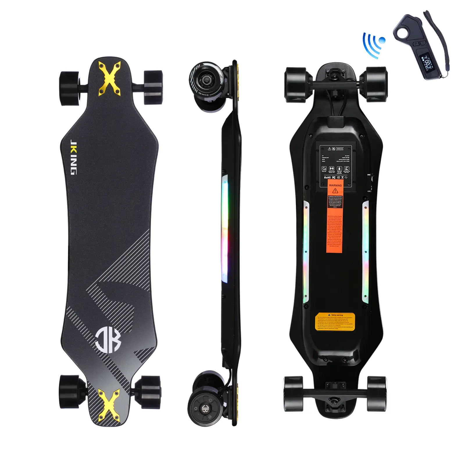 JKING  Electric Skateboard Electric Longboard with Remote Control Electric Skateboard,900W Hub-Motor ,26 MPH Top Speed，21.8 Miles Range,3 Speed Adjustment，Max Load 330 Lbs,12 Months Warranty