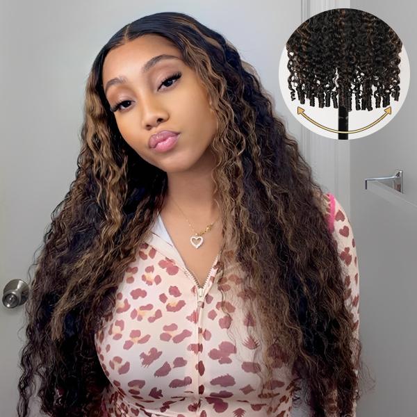 Midulla Highlight Burmese Curly 13x6 Pre Cut Lace Front Wigs Human Hair Ready to Wear Glueless Wig with Finger Coil Ends SpringStatements