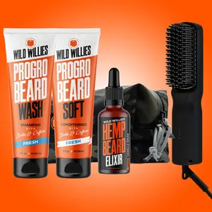 Beard Routine Kit - #1 Straightener, Growth Wash & Conditioner with Biotin & Caffeine + Hemp Oil | WILD WILLIES