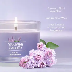 Yankee Candle Lilac Blossoms, Scented Candle, 1.3oz Mini Jar with up to 10 Hour Burn Time, Giftable Aroma Perfume Decoration Decor
