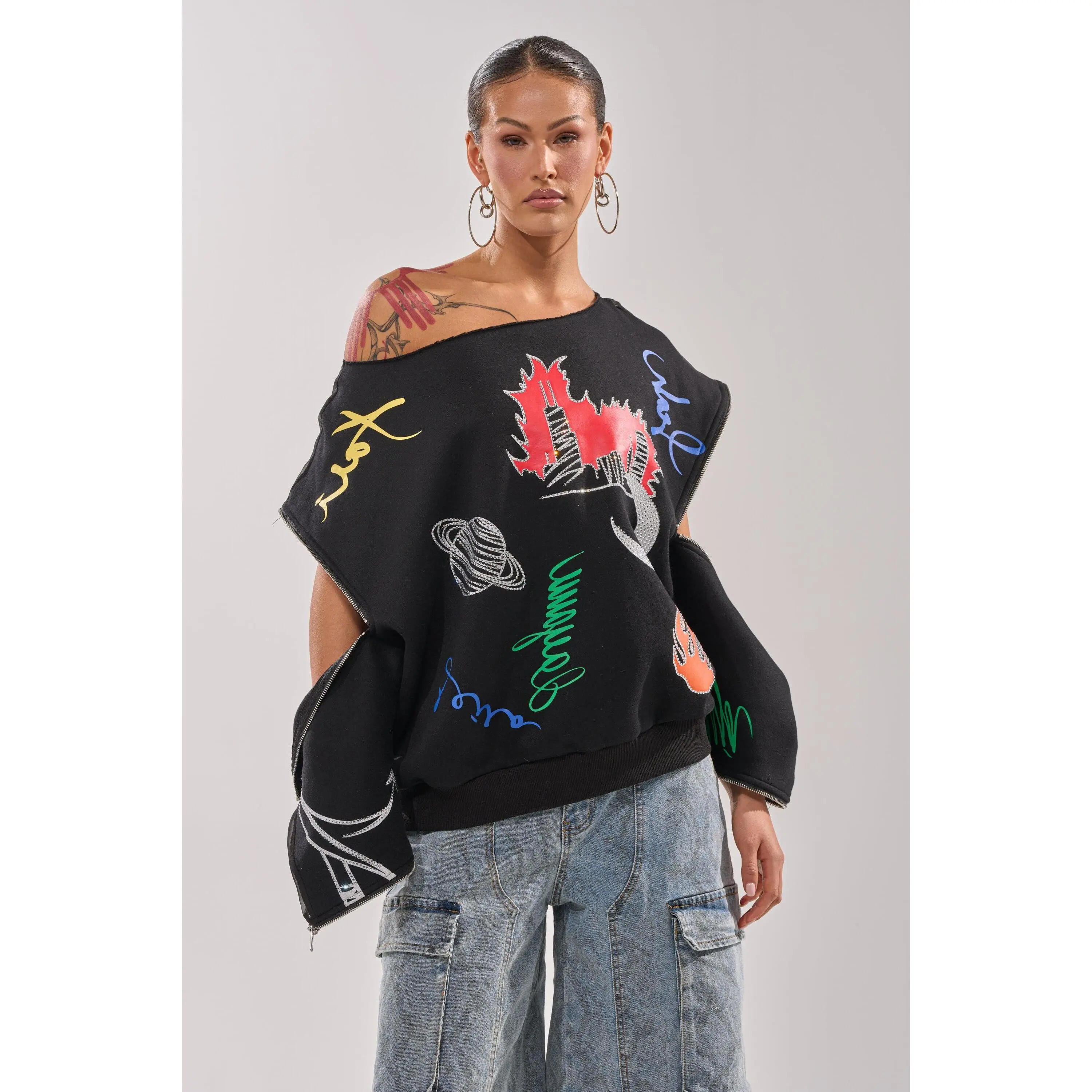 DEEP THOUGHTS OVERSIZED GRAPHIC SWEATSHIRT