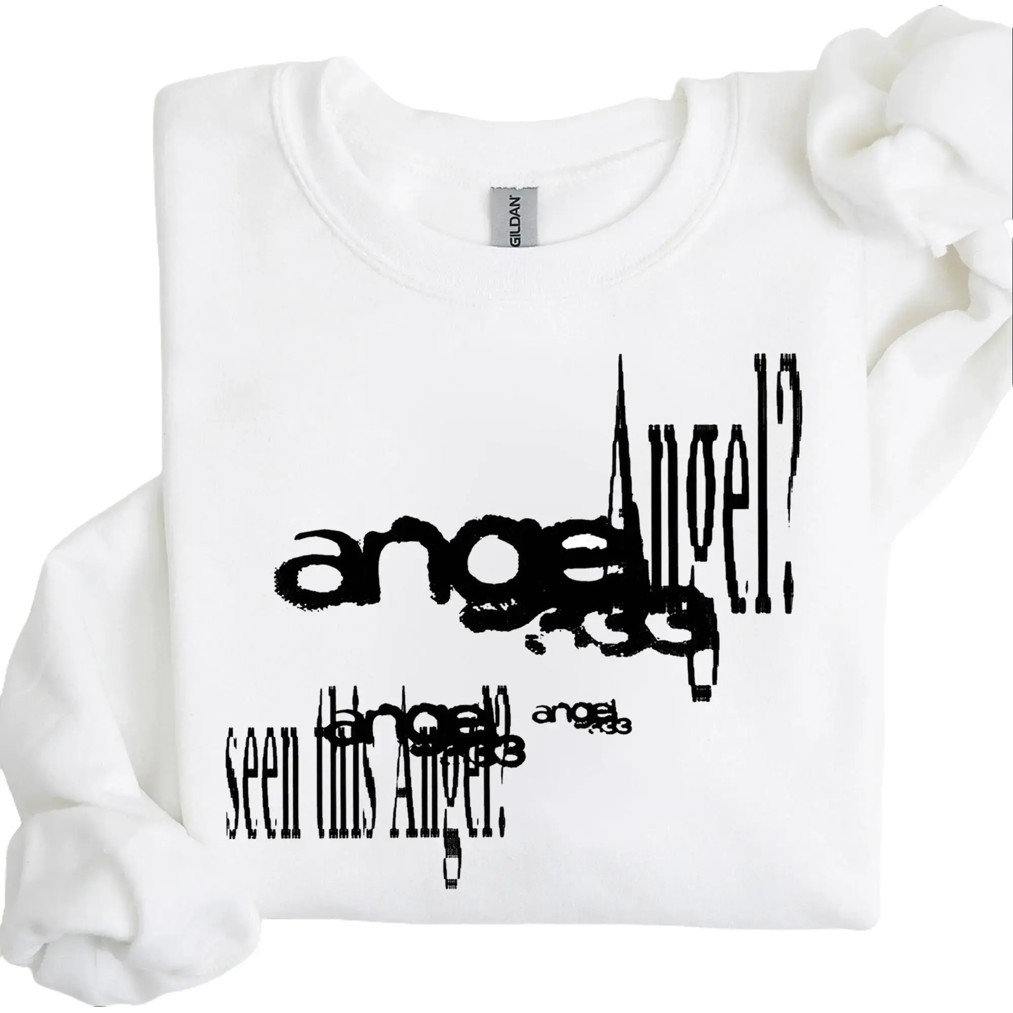Seen This Angel Sweatshirt, Retro Angel Graphic Crewneck, Funny Faith Inspired Pullover, Y2K Streetwear Sweater, Soft Fleece Unisex Gift