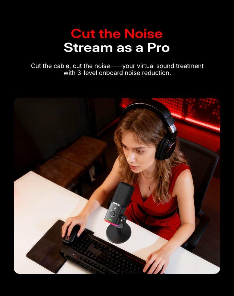 Maono PD100W Wireless & USB gaming microphone for podcast recording, meeting, dynamic RGB mic with quick mute, headphone jack, gain knob, volume control, desktop mic for PC Gamer. widely compatible with PCs, smartphones, laptops, PS4, and PS5. Maono PD100W Wireless & USB gaming microphone for podcast recording, meeting, dynamic RGB mic with quick mute, headphone jack, gain knob, volume control, desktop mic for PC Gamer. widely compatible with PCs, smartphones, laptops, PS4, and PS5.