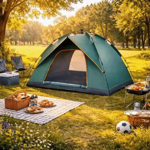 Automatic Camping Tent Hiking Instant Canopy Pop Up Tents Waterproof,Instant Easy Up Double Layer Anti-UV 2 Doors-Instant Family Tents For Camping Hiking & Traveling