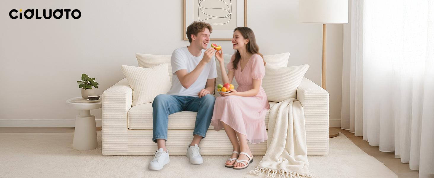 Winzoo Convertible Sofa Bed 3 in 1 Loveseat Folding Couch Bed Foldable Chaise Lounge Chair Floor Futon Sleeper Corduroy with 4 Pillows for Living Room