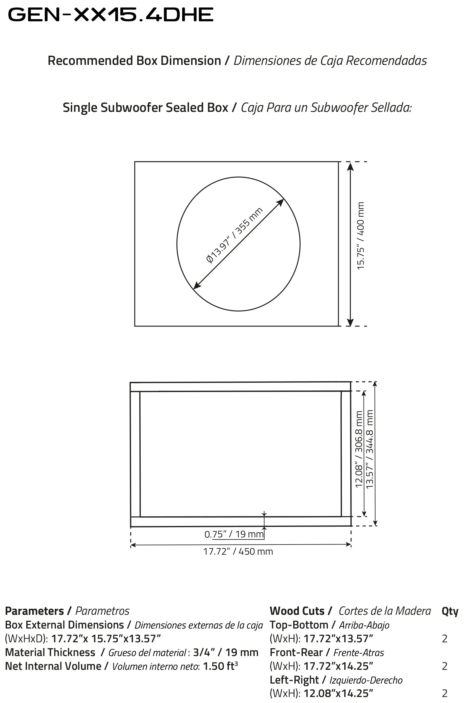 GEN-XX 15" High Excursion Subwoofer Double Stacked Magnets 600 Watts Rms DVC 4-Ohm (GEN-XX15.4DHE) GEN-XX 15" High Excursion Subwoofer Double Stacked Magnets 600 Watts Rms DVC 4-Ohm (GEN-XX15.4DHE)