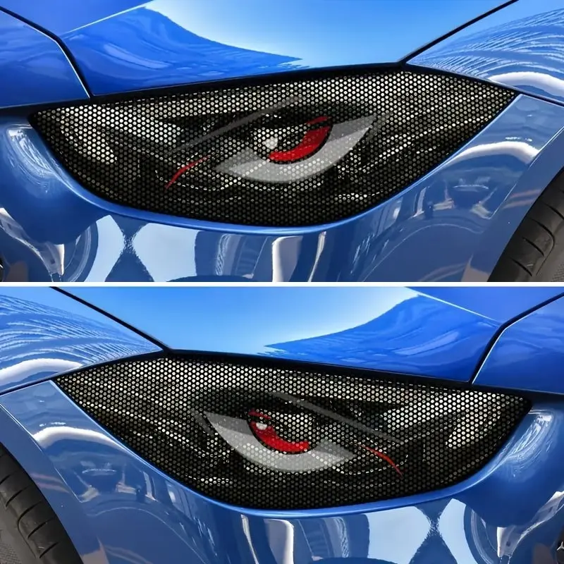 2-Pack Car Headlight Grid Eye Stickers, Durable Headlight and Taillight Decals, Simple Self-Adhesive Vinyl Car Light Stickers, Universal Car Accessories, Vehicle Decoration