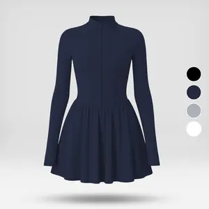 Women's Summervibes Front-Zip Dress — High-Neck, Sleeveless, Athletic, Sun-Protective Golf Dress with Built-in Shorts and Pockets—The Ideal Choice for Outdoor Sports